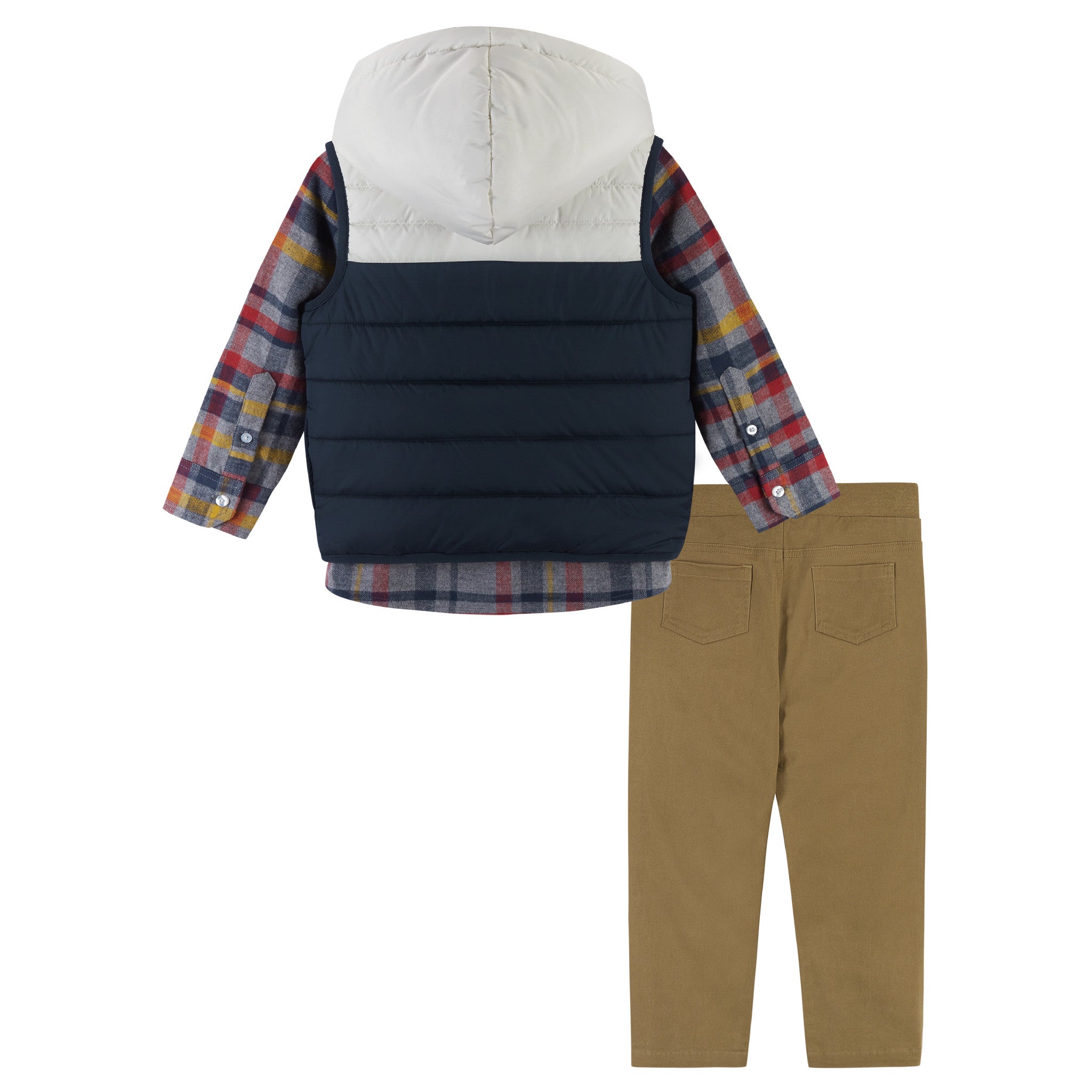 Andy & Evan 3-Piece Hooded Puffer Vest Set - Little Birdies