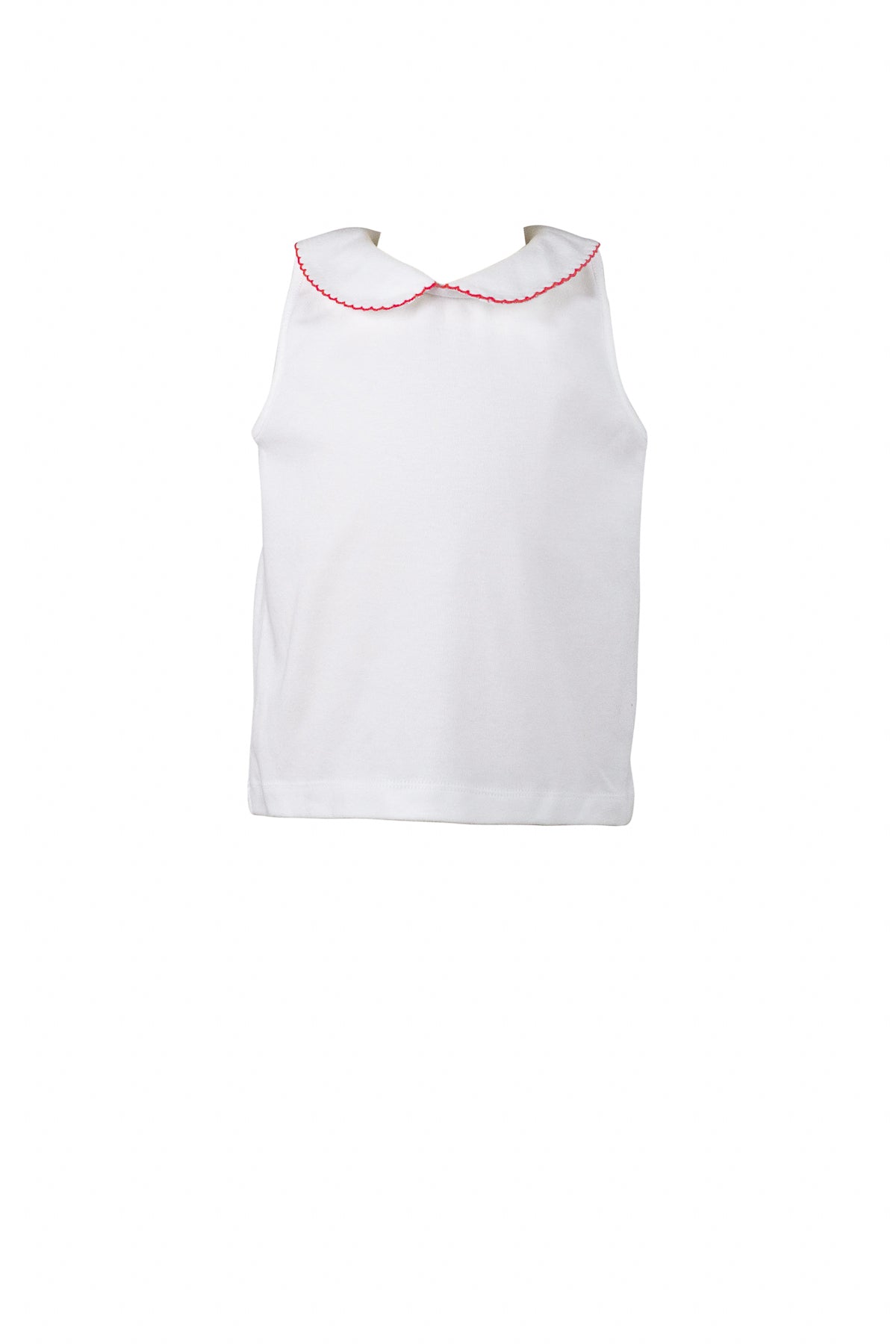 White Peter Pan Top with Red Trim
