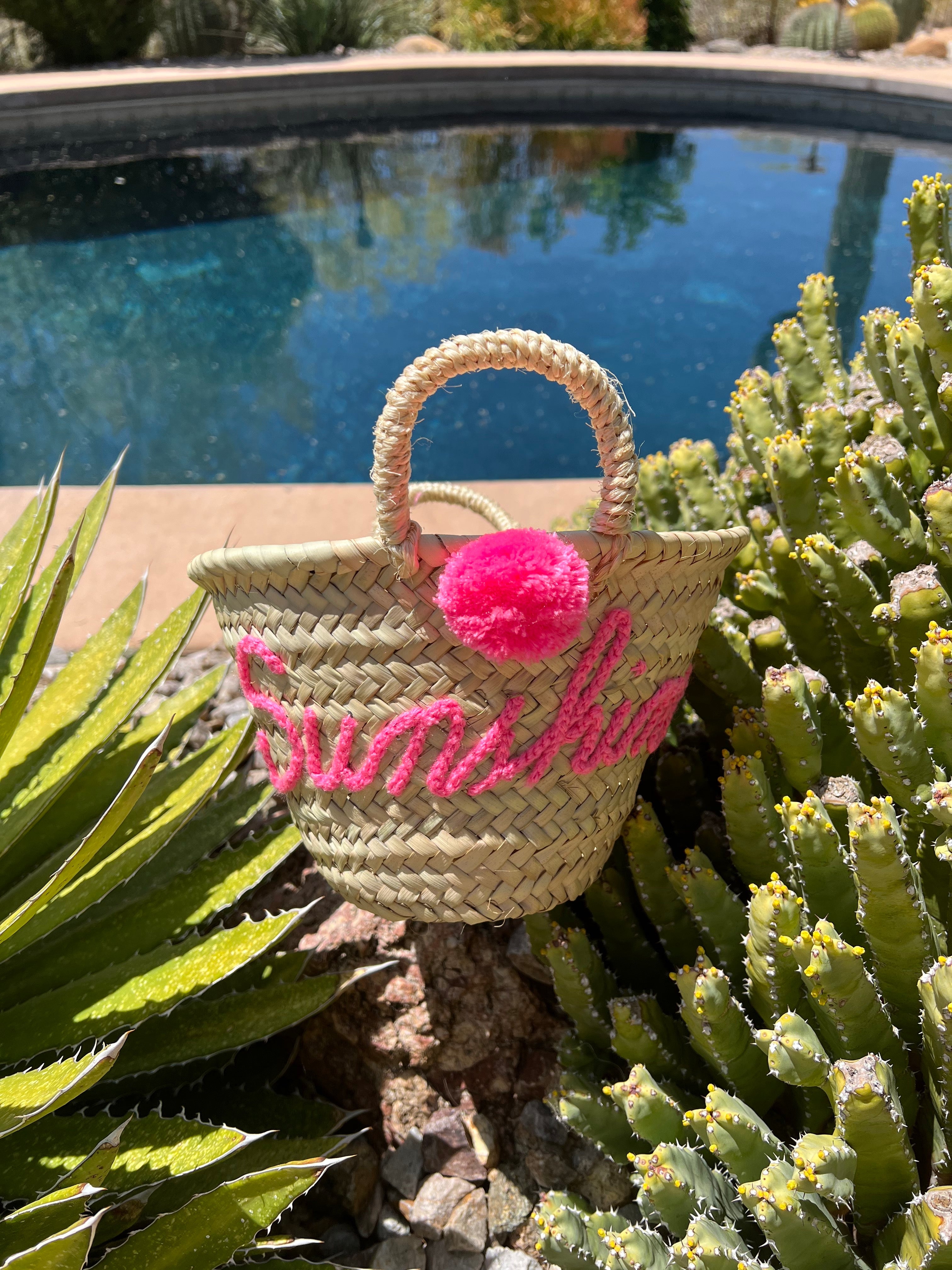 Pineapple Sunshine Pink Pom Pom Tote