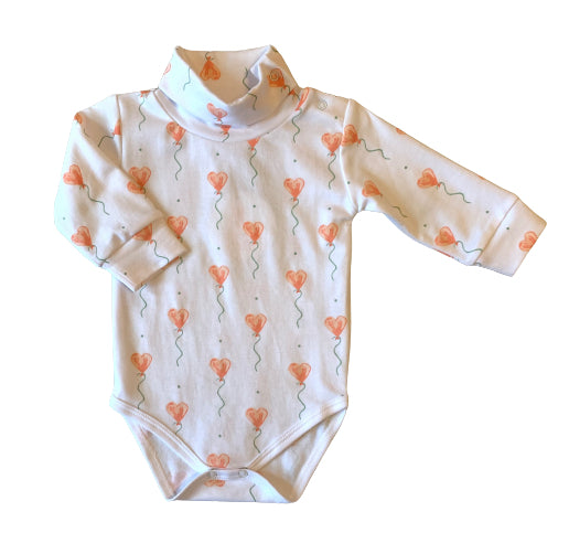 Pineapple Sunshine White Heart Balloon Turtleneck Onesie