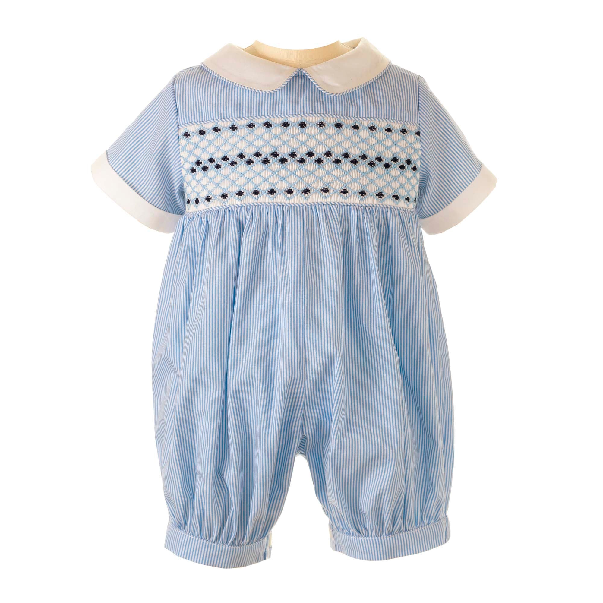 Rachel Riley Blue Smocked Romper