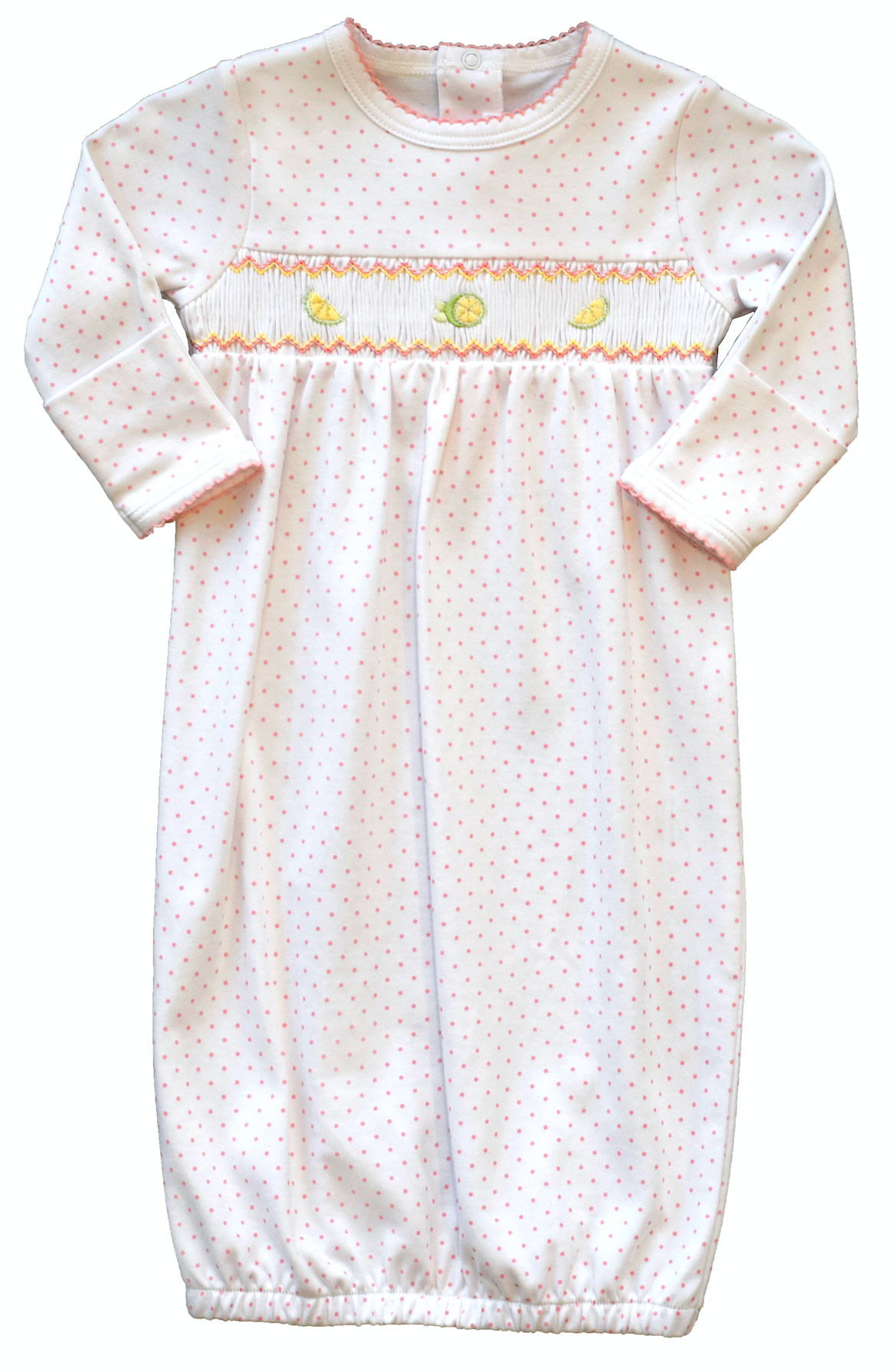 Pineapple Sunshine Pink Lemonade Smocked newborn gown