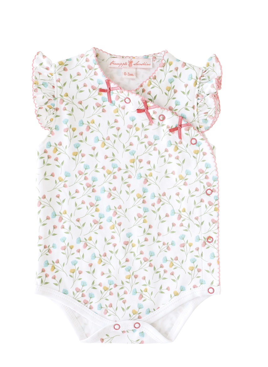 Pineapple Sunshine Pink Arabella Onesie with Bows