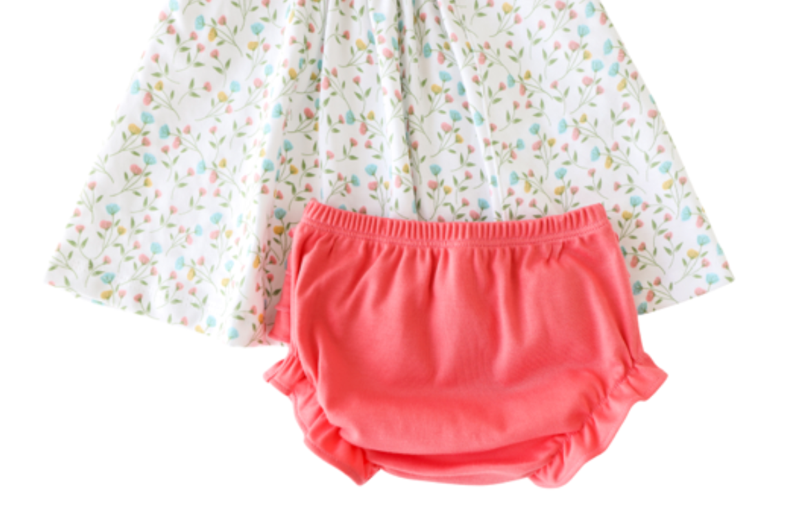 Pineapple Sunshine Pink Arabella Smocked Dress with bloomer