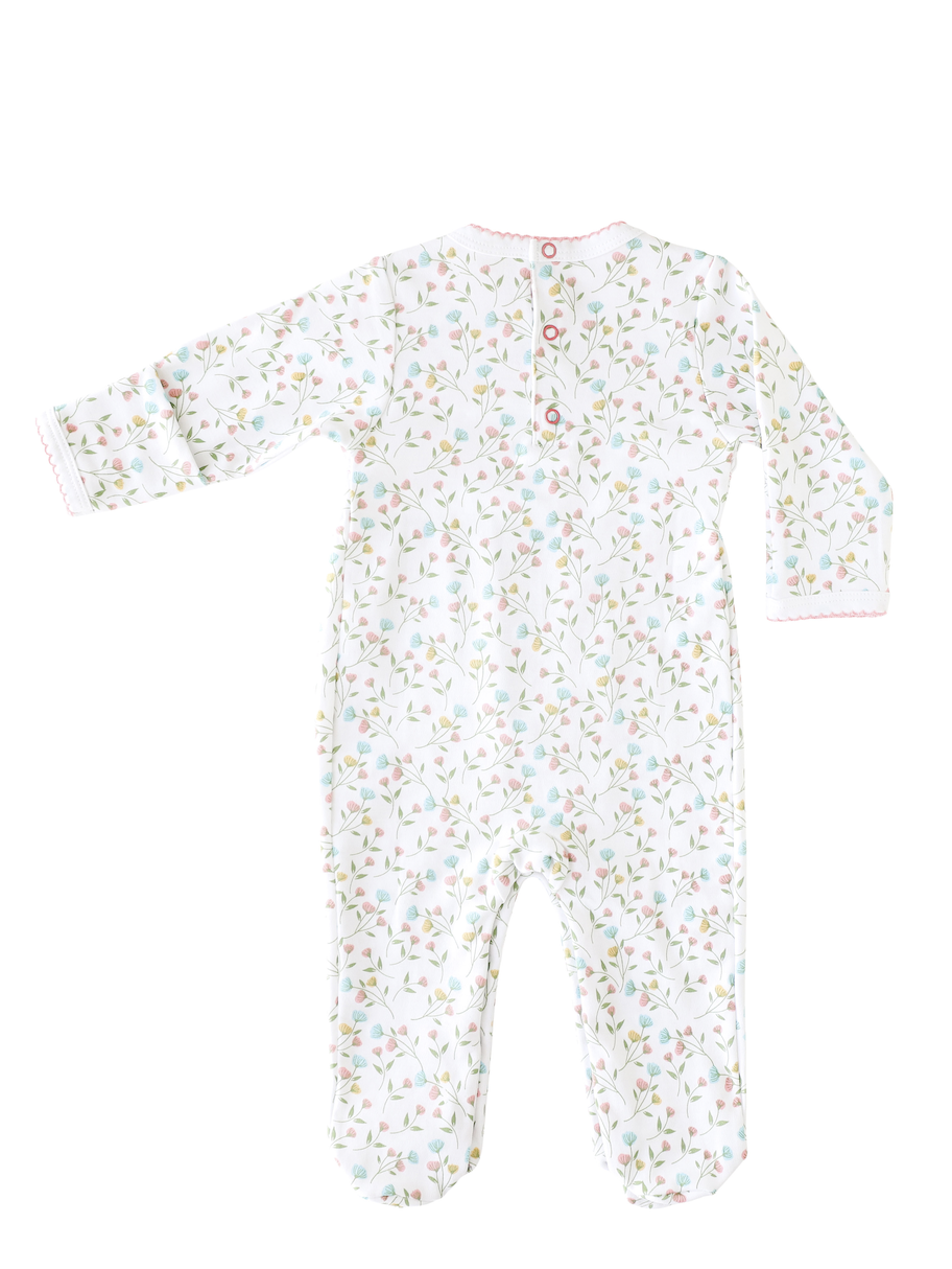 Pineapple Sunshine Pink Arabella Smocked Footie- Little Birdies