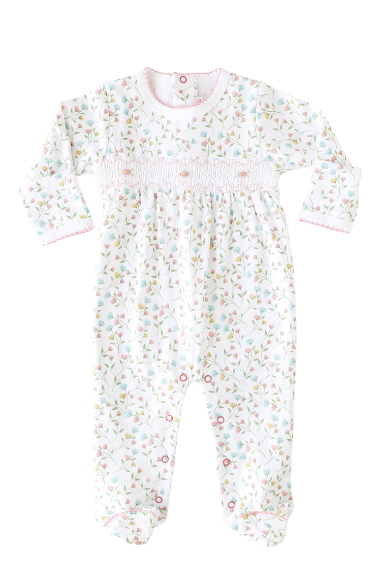 Pineapple Sunshine Pink Arabella Smocked Footie- Little Birdies