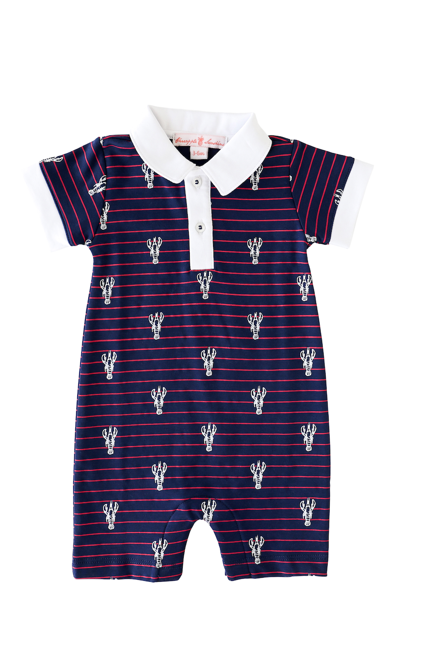 Pineapple Sunshine Lobster Stripe Romper