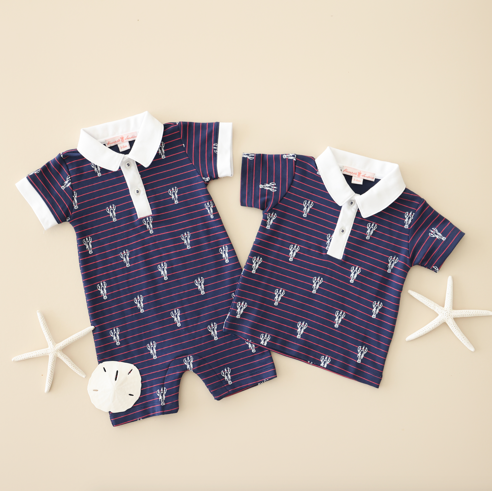 Pineapple Sunshine Lobster Stripe Romper