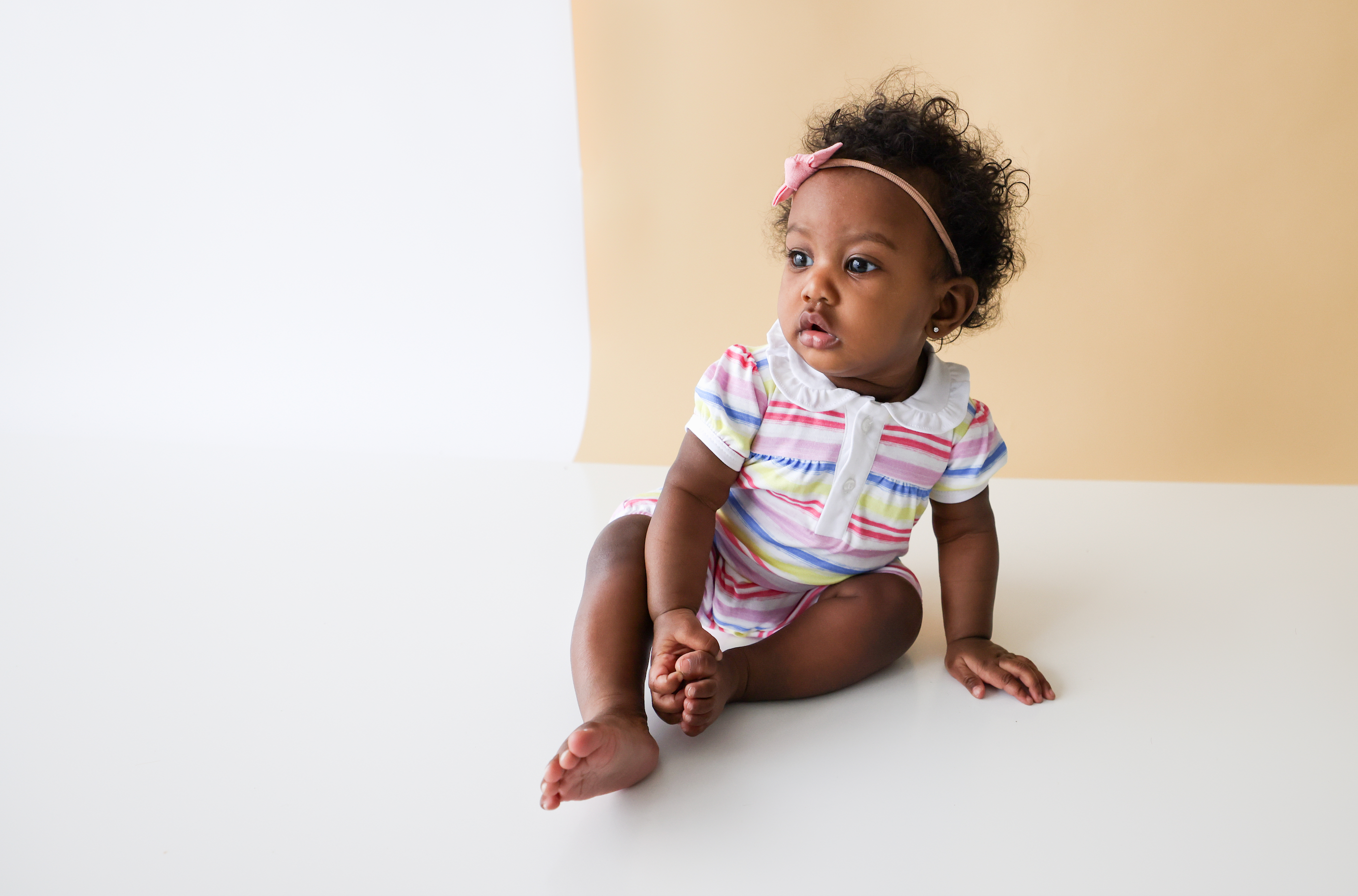 Pineapple Sunshine Rainbow Stripe Collared Romper - Little Birdies