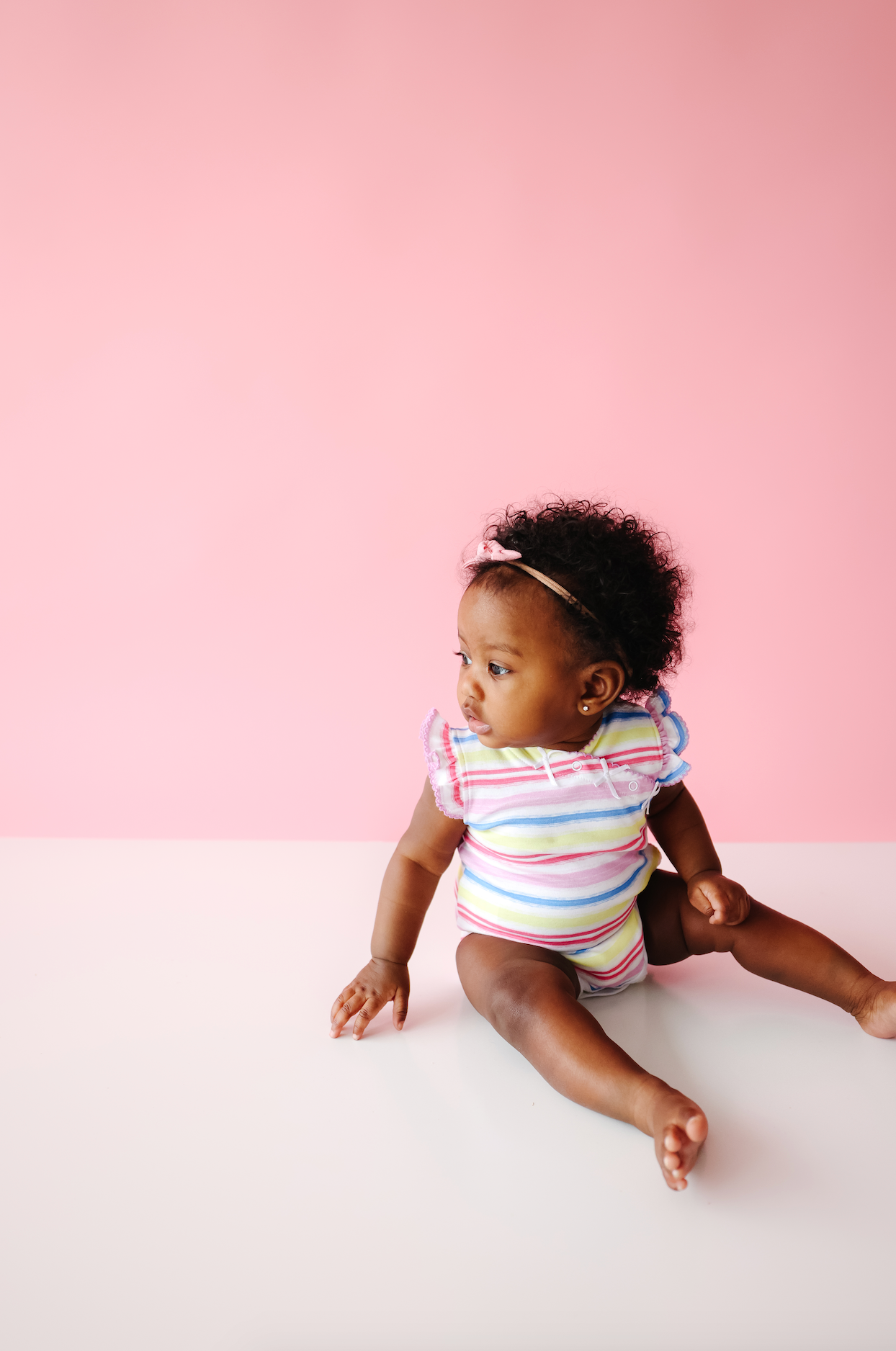 Pineapple Sunshine Rainbow Stripe Onesie with Bows - Little Birdies