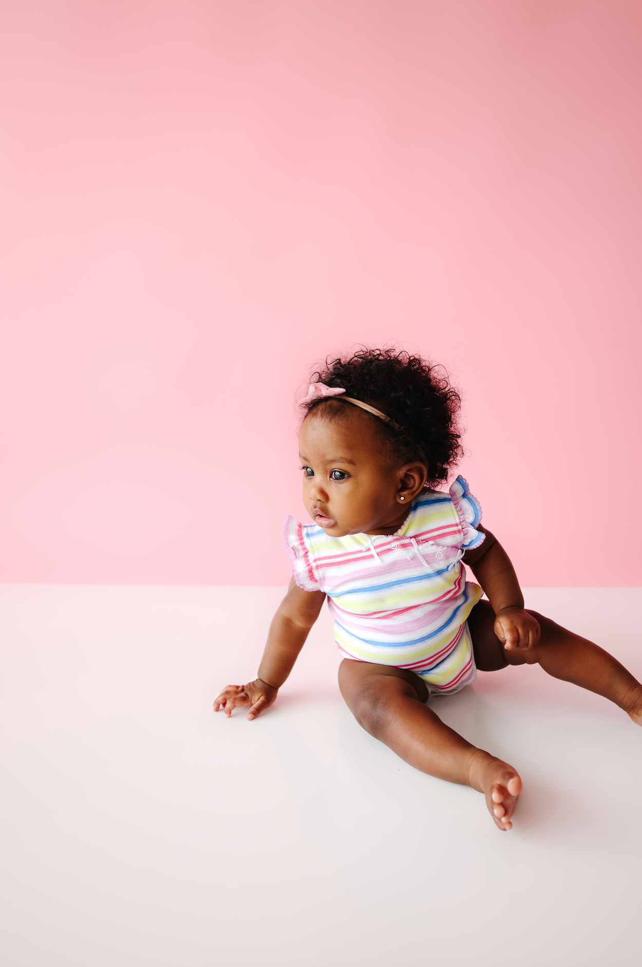 Pineapple Sunshine Rainbow Stripe Onesie with Bows - Little Birdies