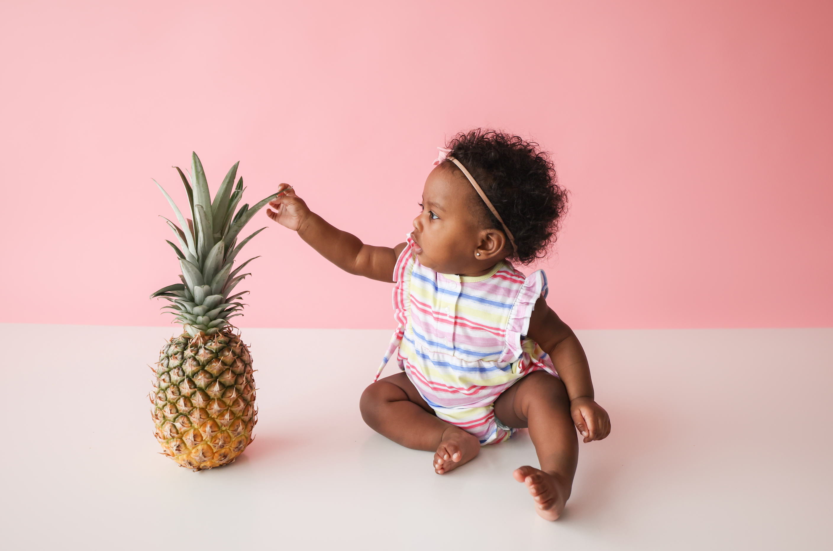 Pineapple Sunshine Rainbow Stripe Side Tie Bubble - Little Birdies
