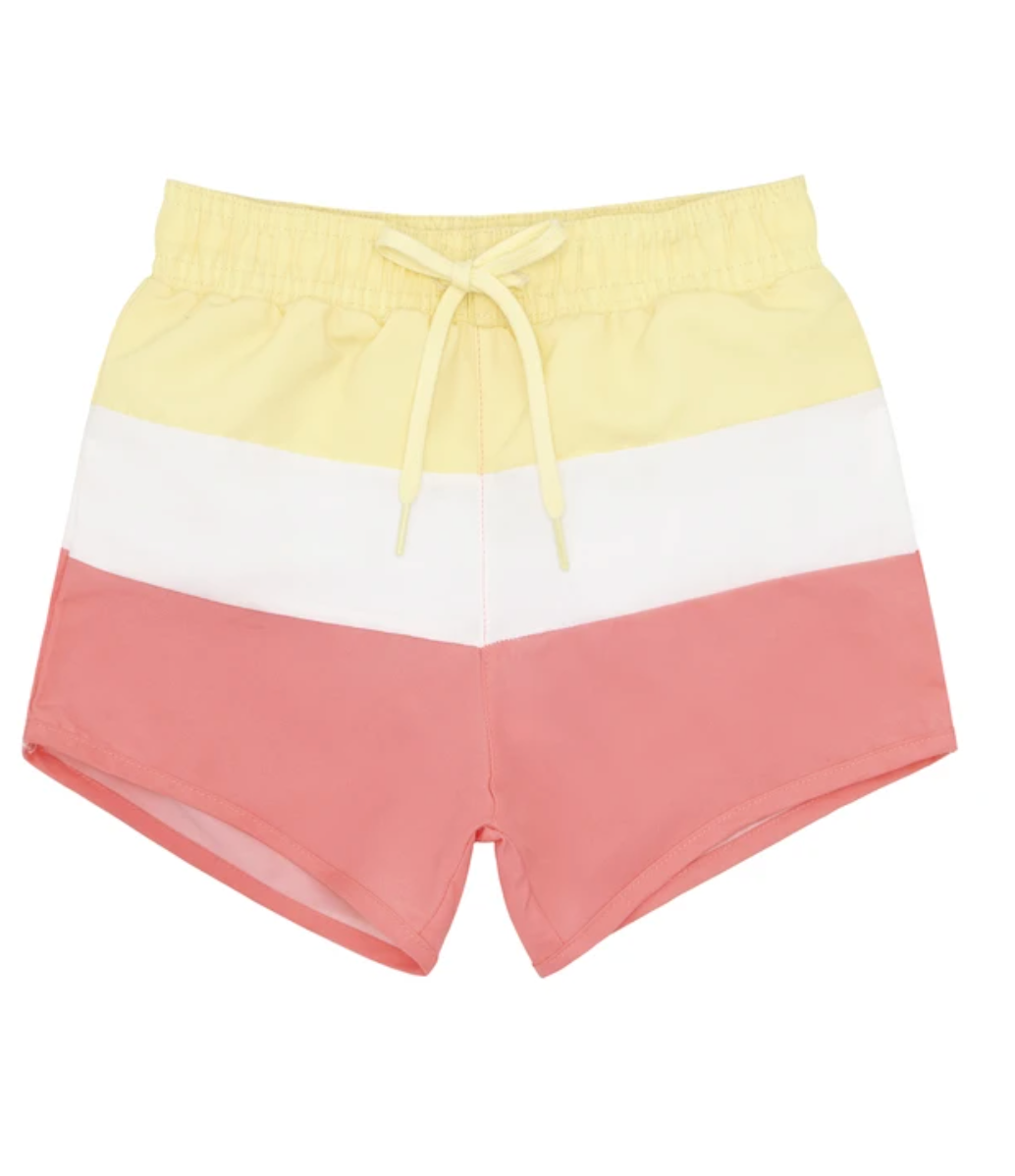 Minnow Swim Coral Sands Tricolor Block Boardie - Little Birdies Boutique