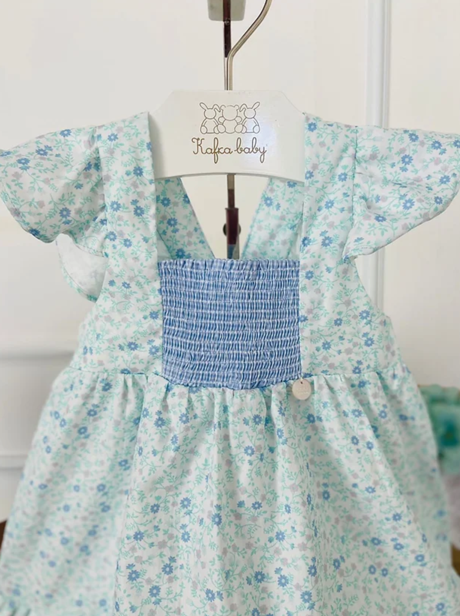 Kafka Baby Blue Floral Smocked Dress - Little Birdies