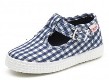 Navy Gingham T-Strap