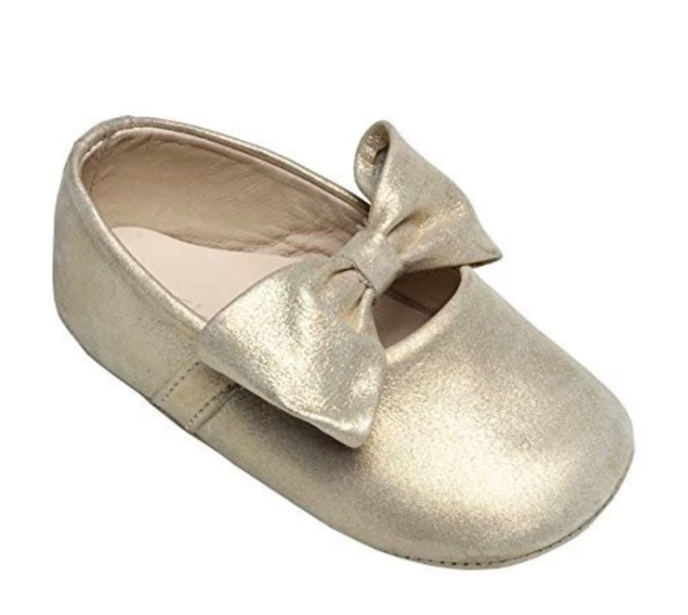 elephantito gold baby ballerina with bow