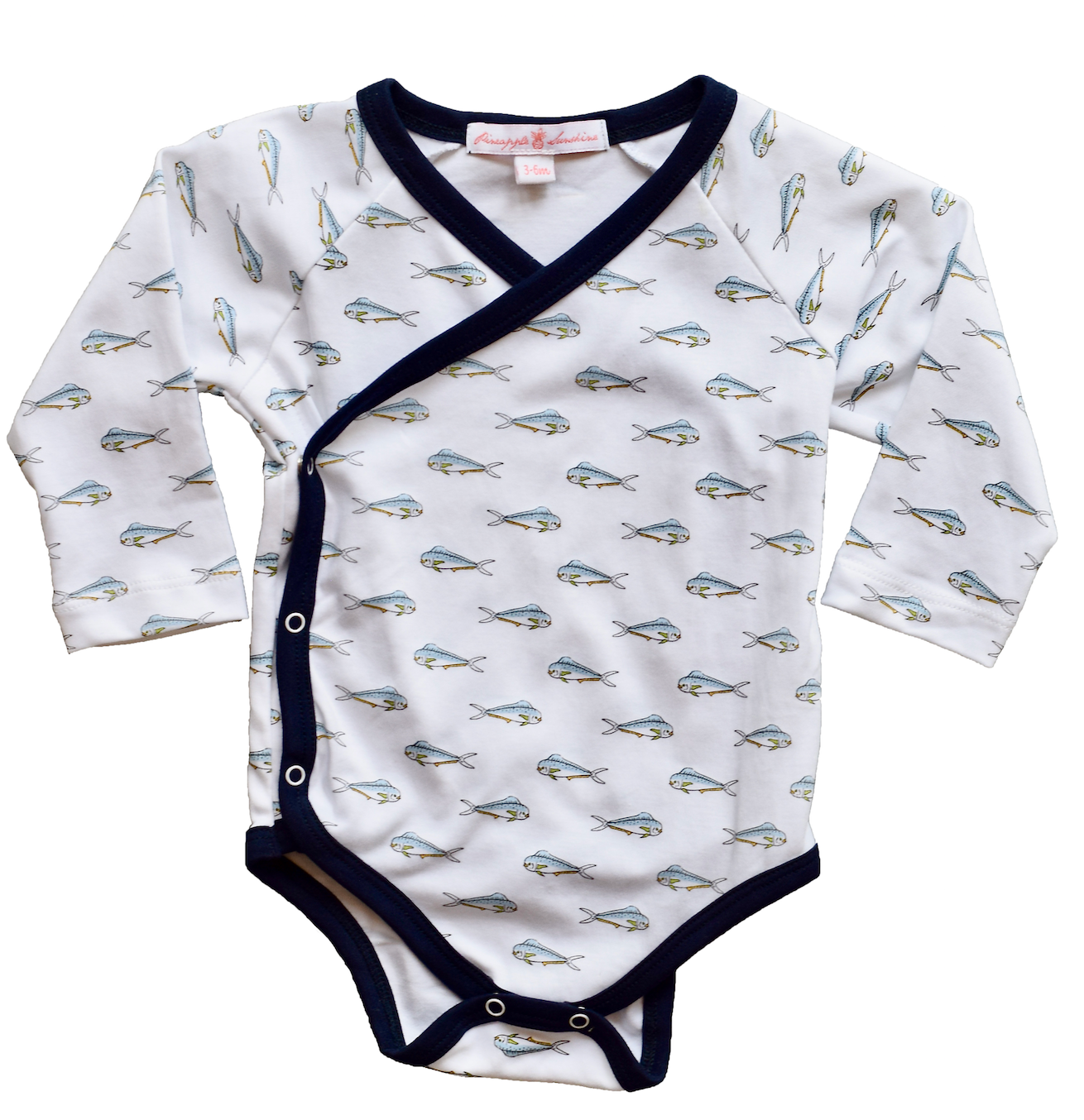 Pineapple Sunshine Mahi Mahi Kimono Sleeve Onesie