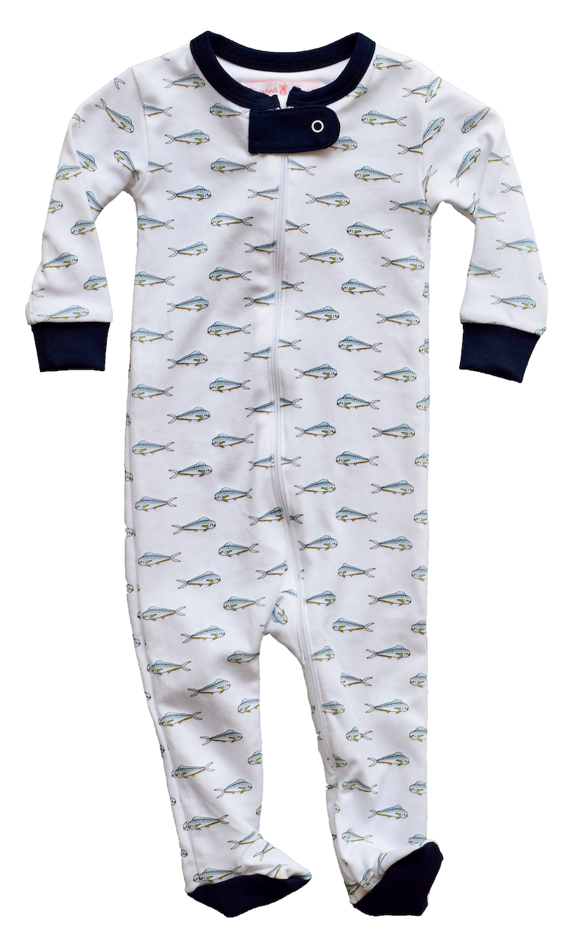 Pineapple sunshine Mahi Mahi fish print footie