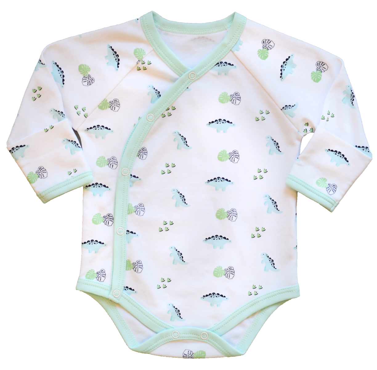 Pineapple Sunshine Dino Print Long Sleeve Onesie