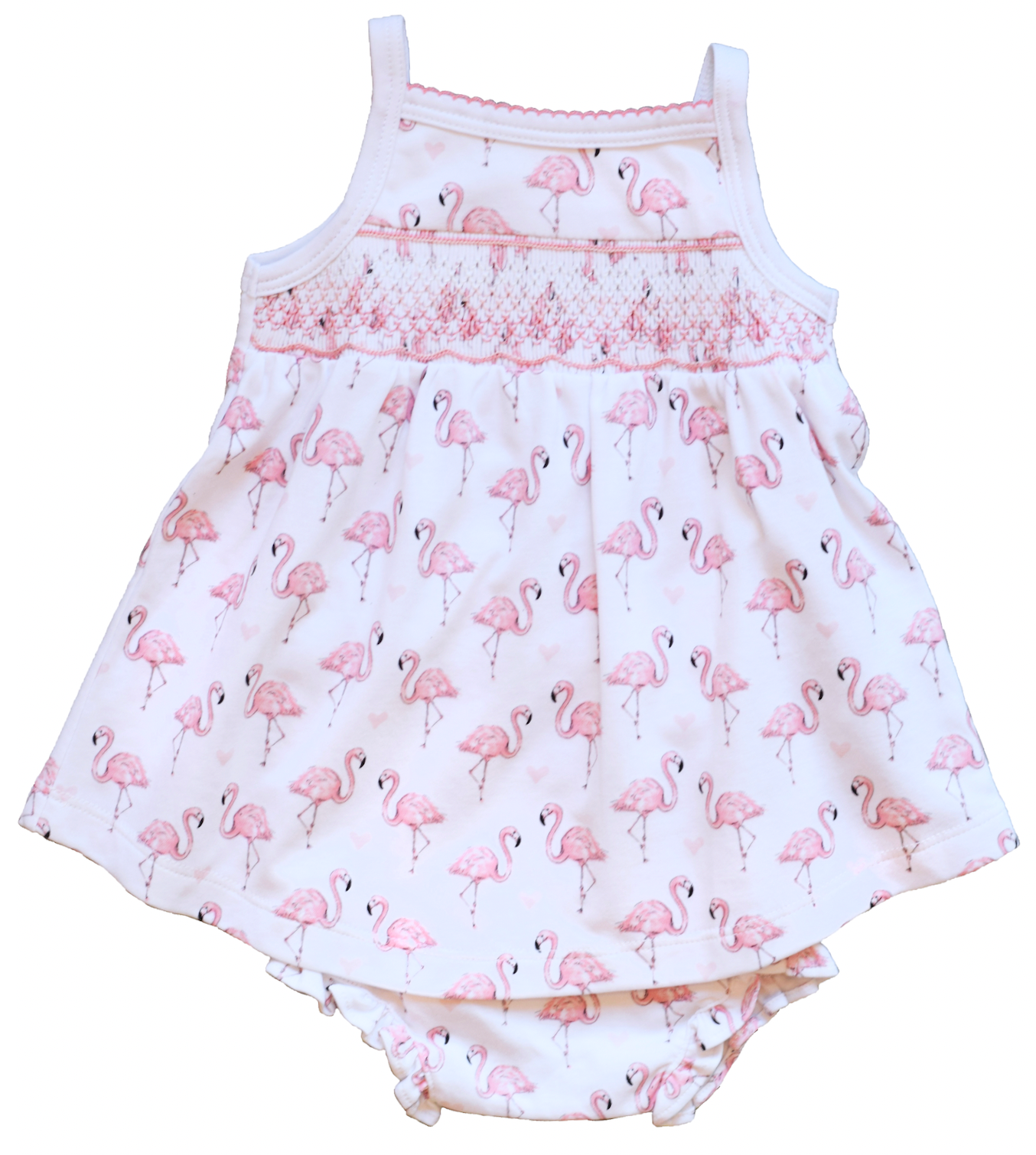 pineapple sunshine pink flamingo smocked dress