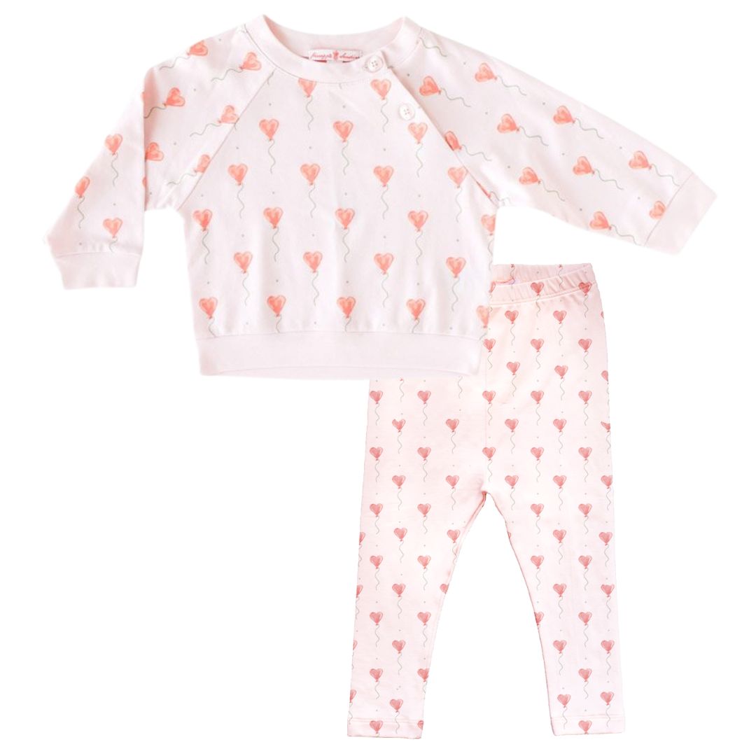 Pineapple Sunshine Pink Heart Balloon Legging Set - Little Birdiies