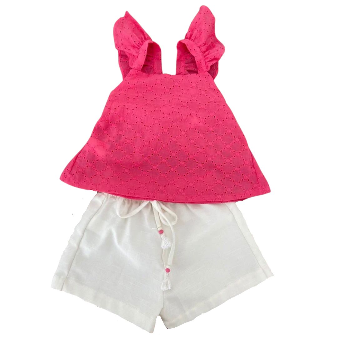 Kafta Baby Fuchsia Eyelet Short Set - Little Birdies