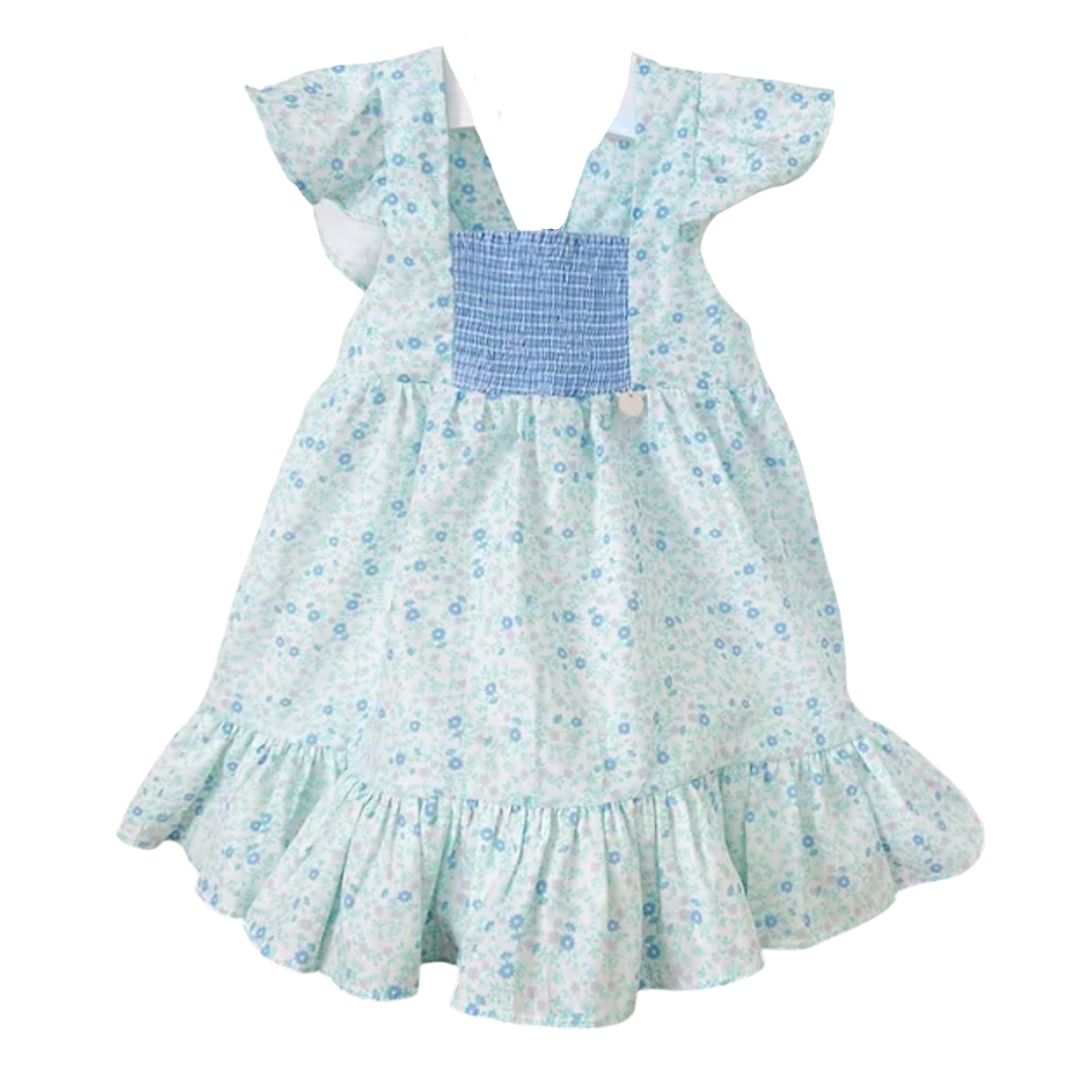 Kafka Baby Blue Floral Smocked Dress - Little Birdies