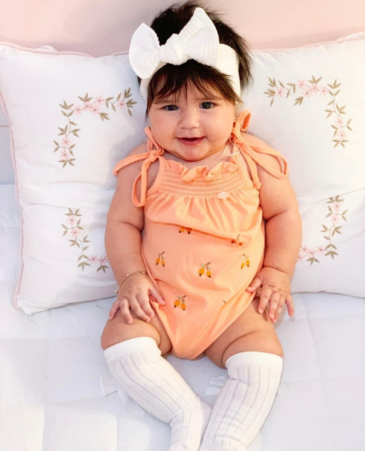 Kafka Baby Smocked Bubble with Embroidered Cashew Fruit - little birdies