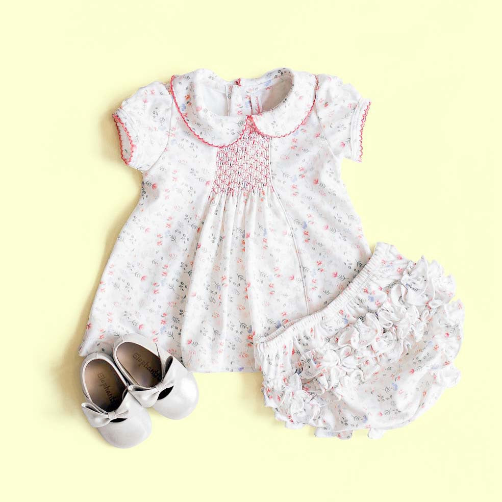 Pineapple Sunshine Pink Madison Floral Smocked Dress