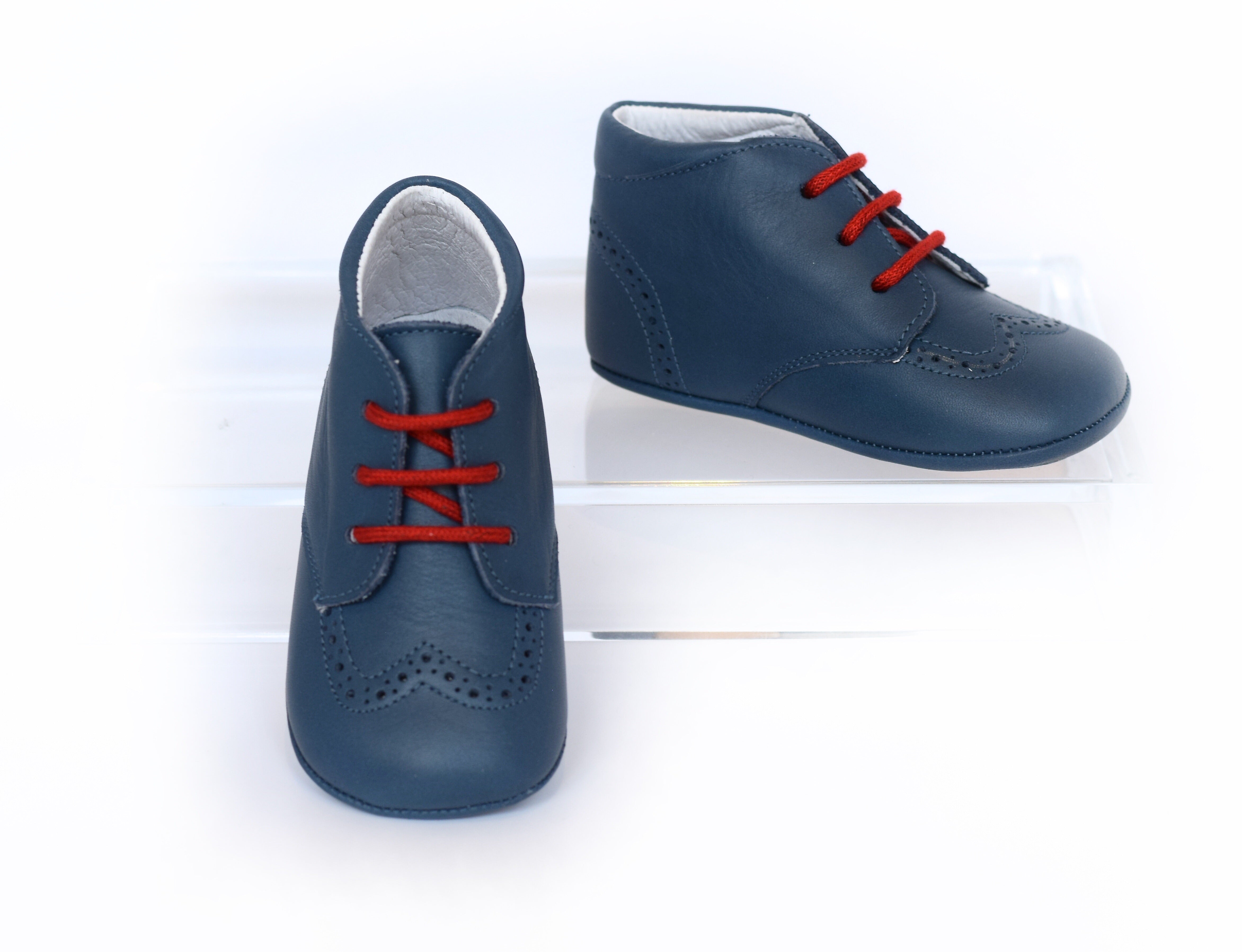 Blue Leather Crib Shoe