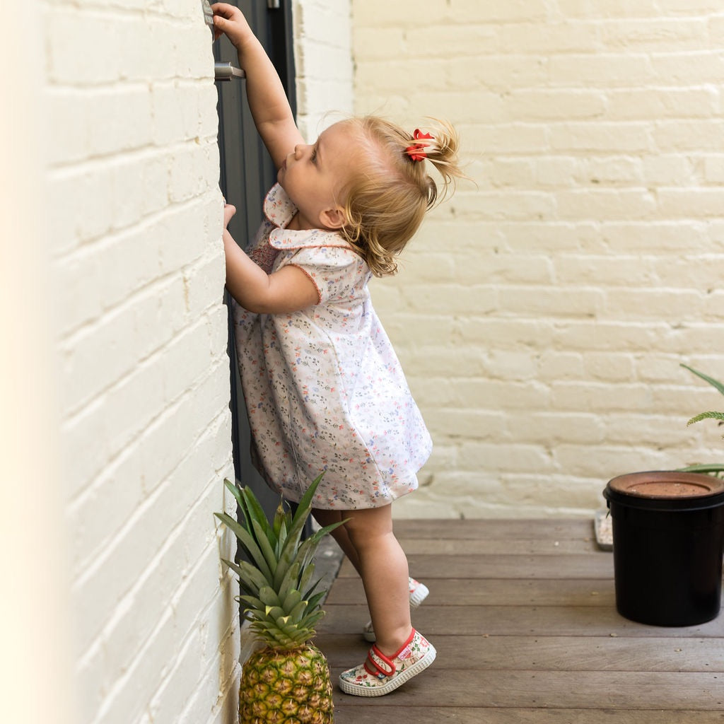 Pineapple Sunshine Pink Madison Floral Smocked Dress