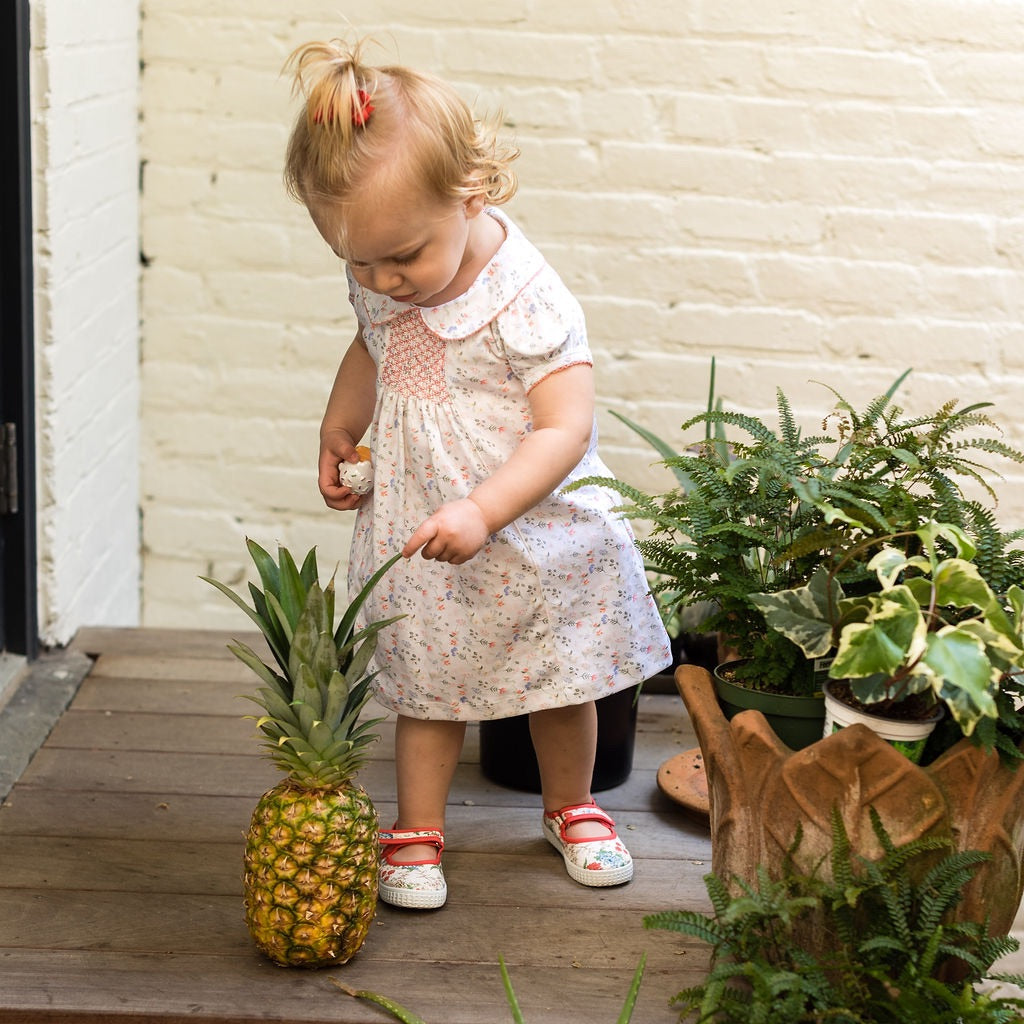 Pineapple Sunshine Pink Madison Floral Smocked Dress