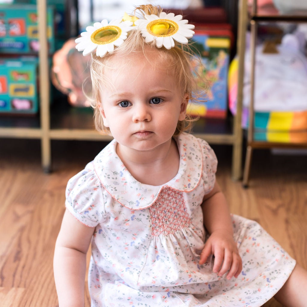 Pineapple Sunshine Pink Madison Floral Smocked Dress