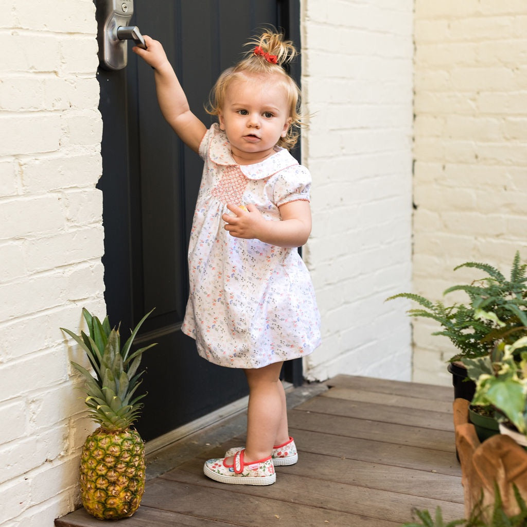 Pineapple Sunshine Pink Madison Floral Smocked Dress