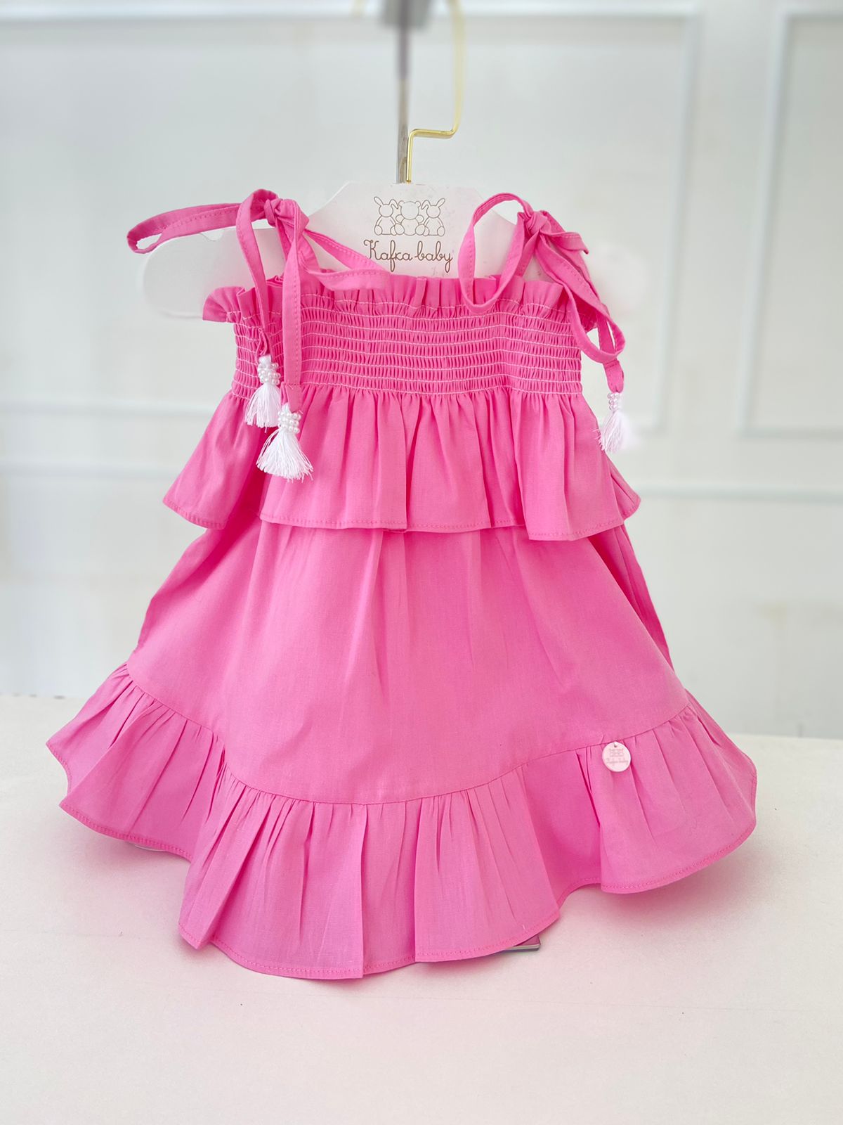 Kafka Baby Smocked Fuchsia Dress - Little Birdies