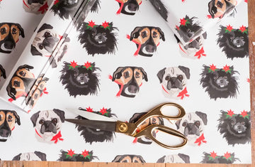 Noble Friends custom pet portrait gift wrapping paper