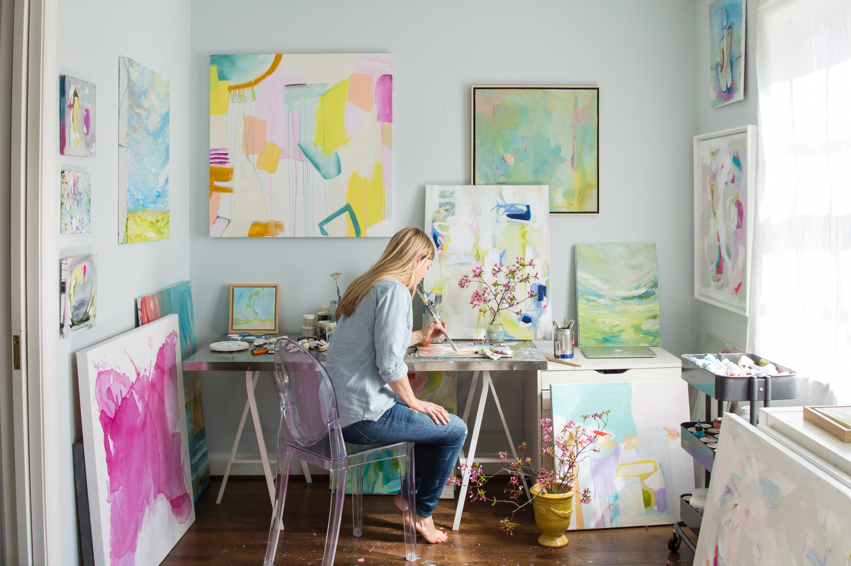 Artist Lanie Mann in her home art studio