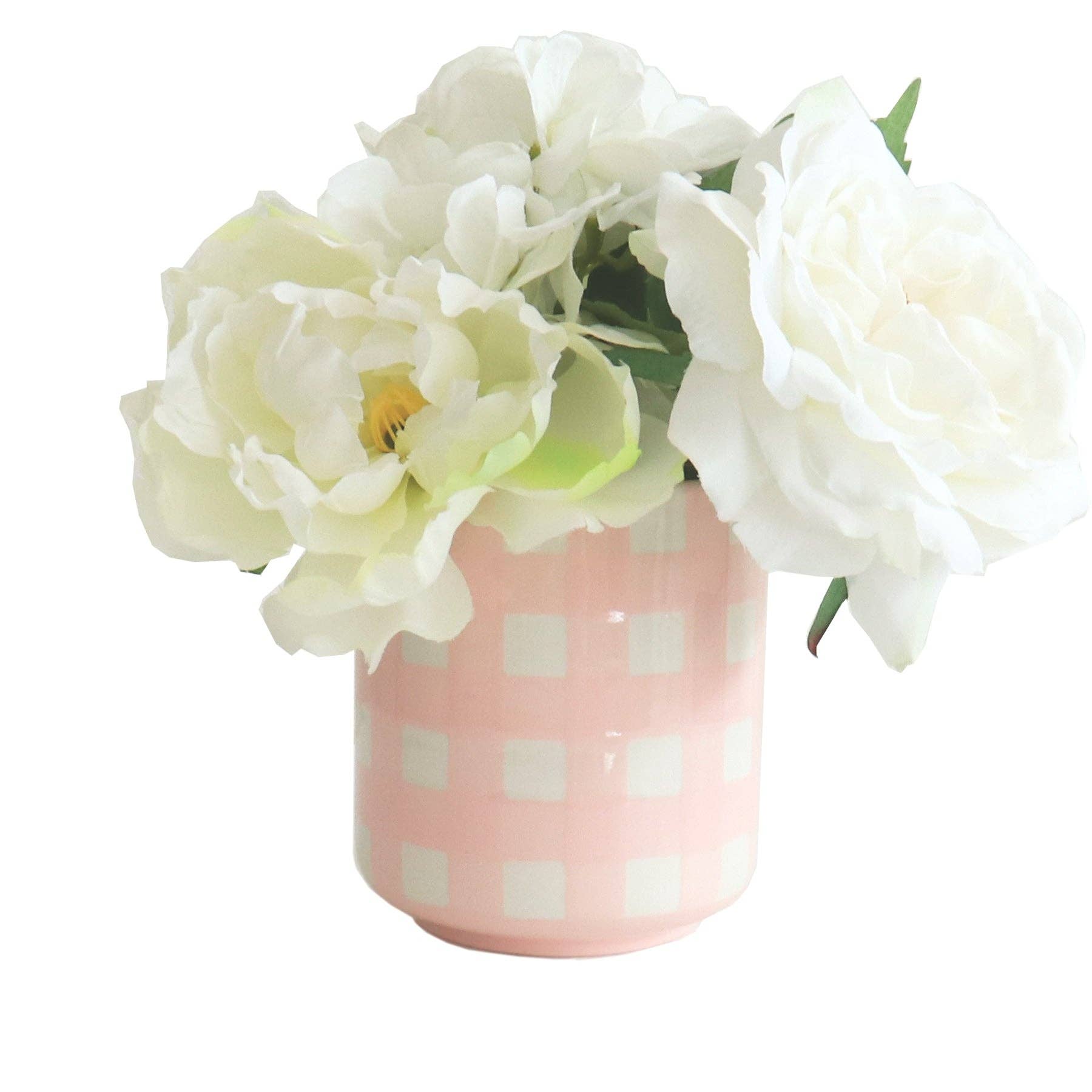 Lo Home by Lauren Haskell Designs Gingham Vase: Pink - Little Birdies