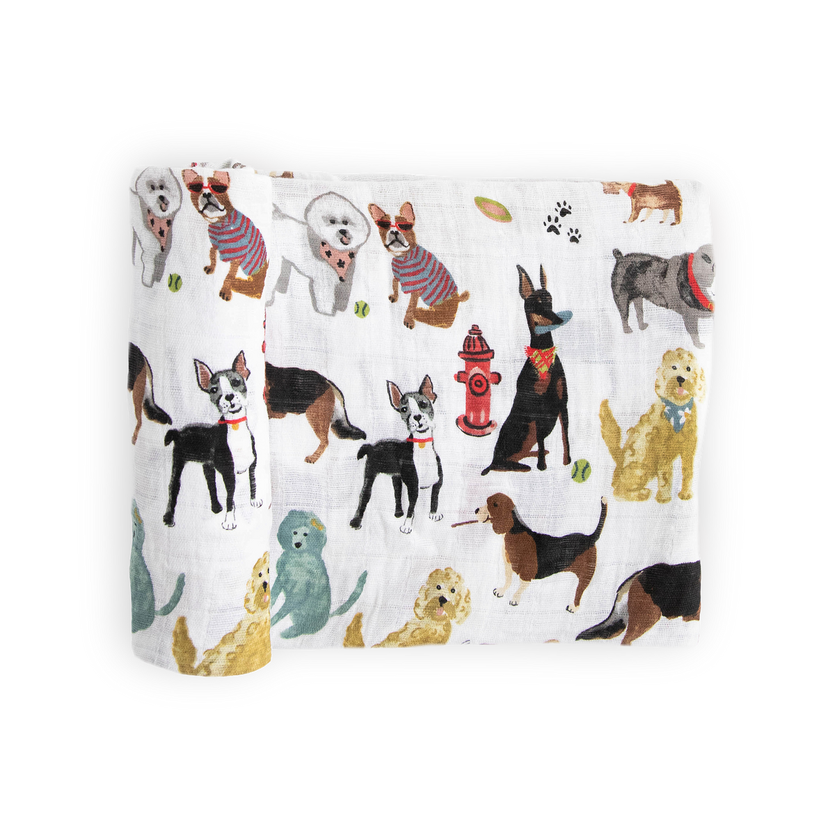 Cotton Muslin Swaddle Blanket - Woof - Little Birdies