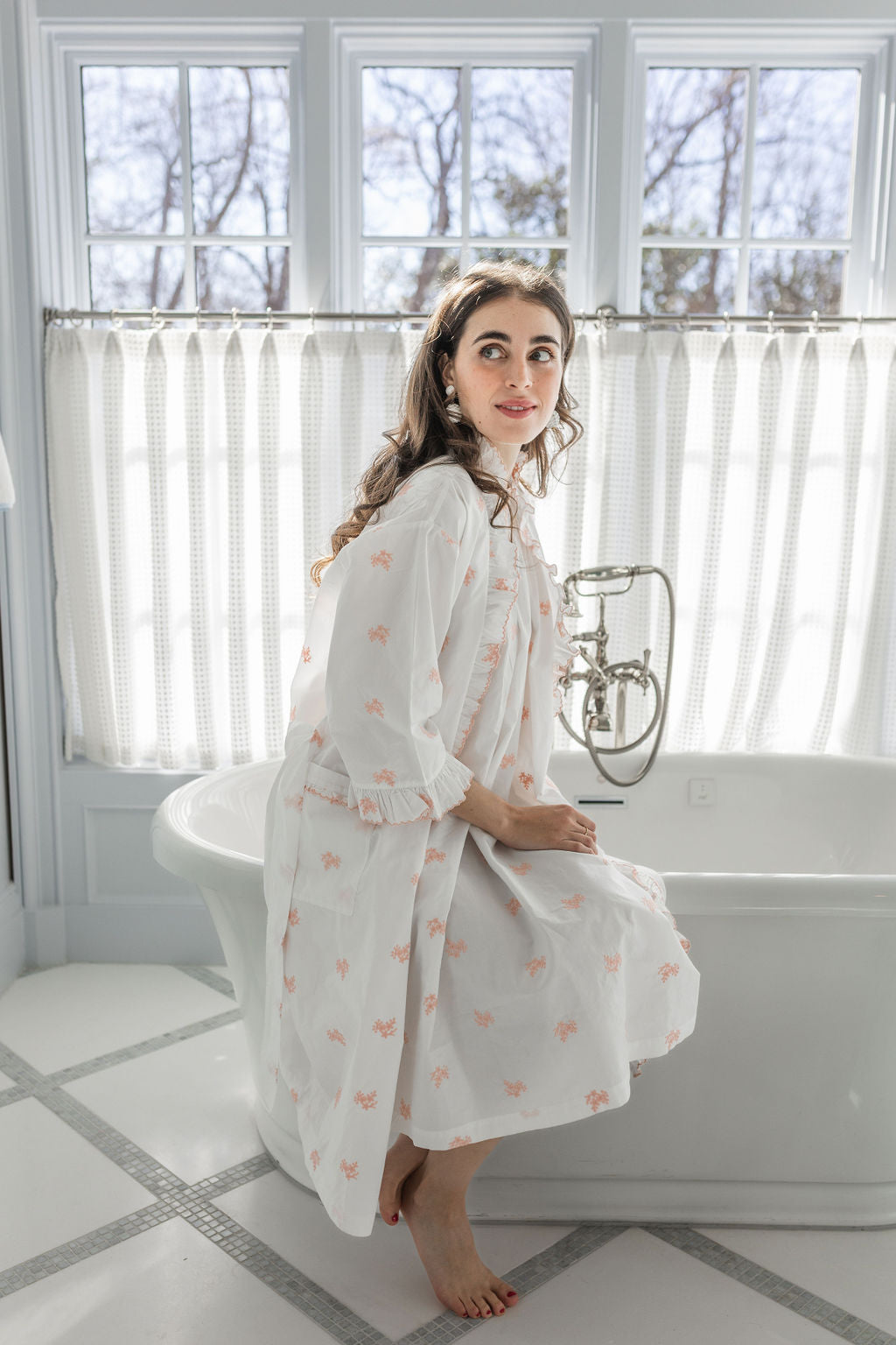 RUFFLE EMBROIDERED ROBE