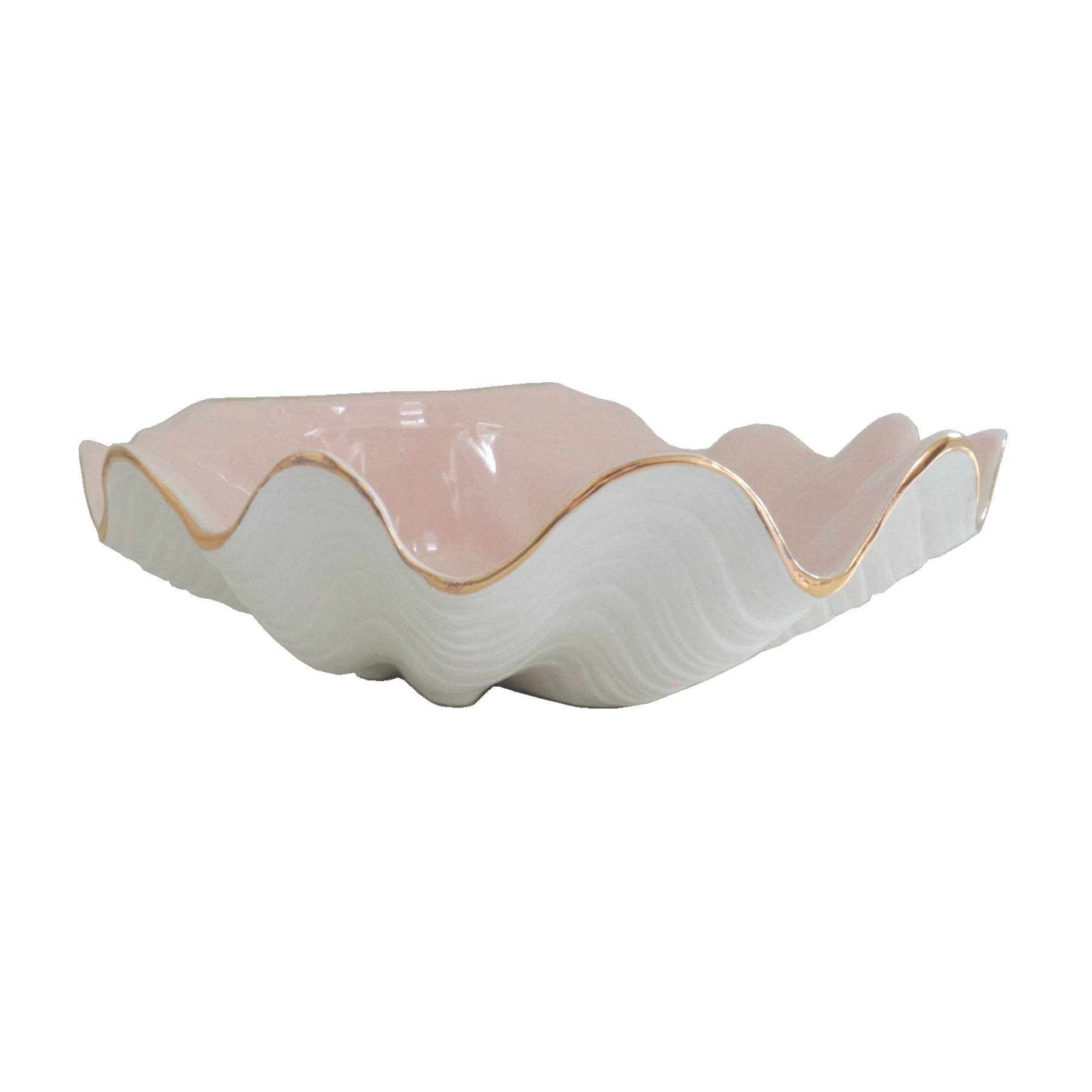 Clam Shell Bowl with 22K Gold Accent: Large / Pink