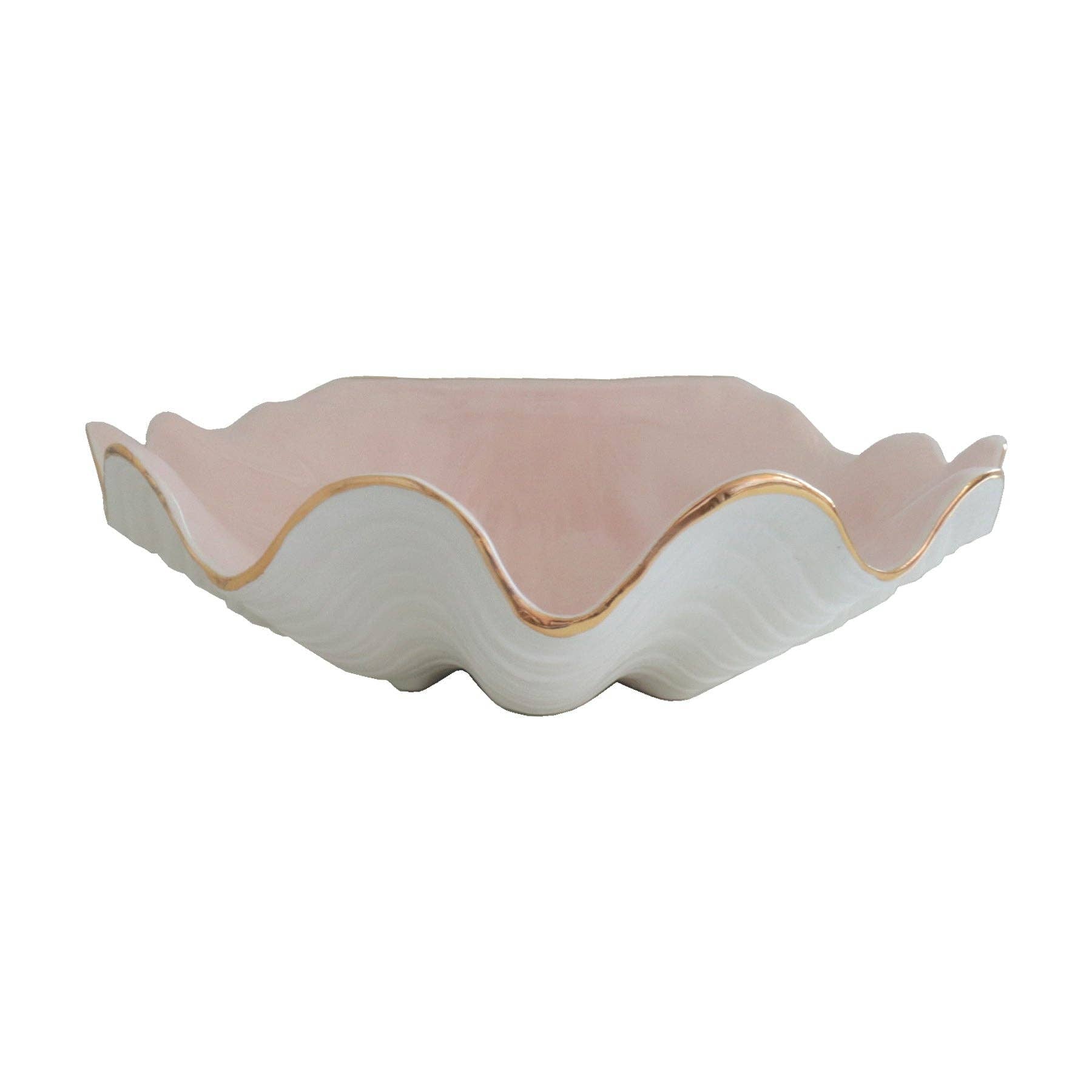 Lo Home by Lauren Haskell Designs Clam Shell Bowl with 22K Gold Accent: Small / Pink - Little Birdies