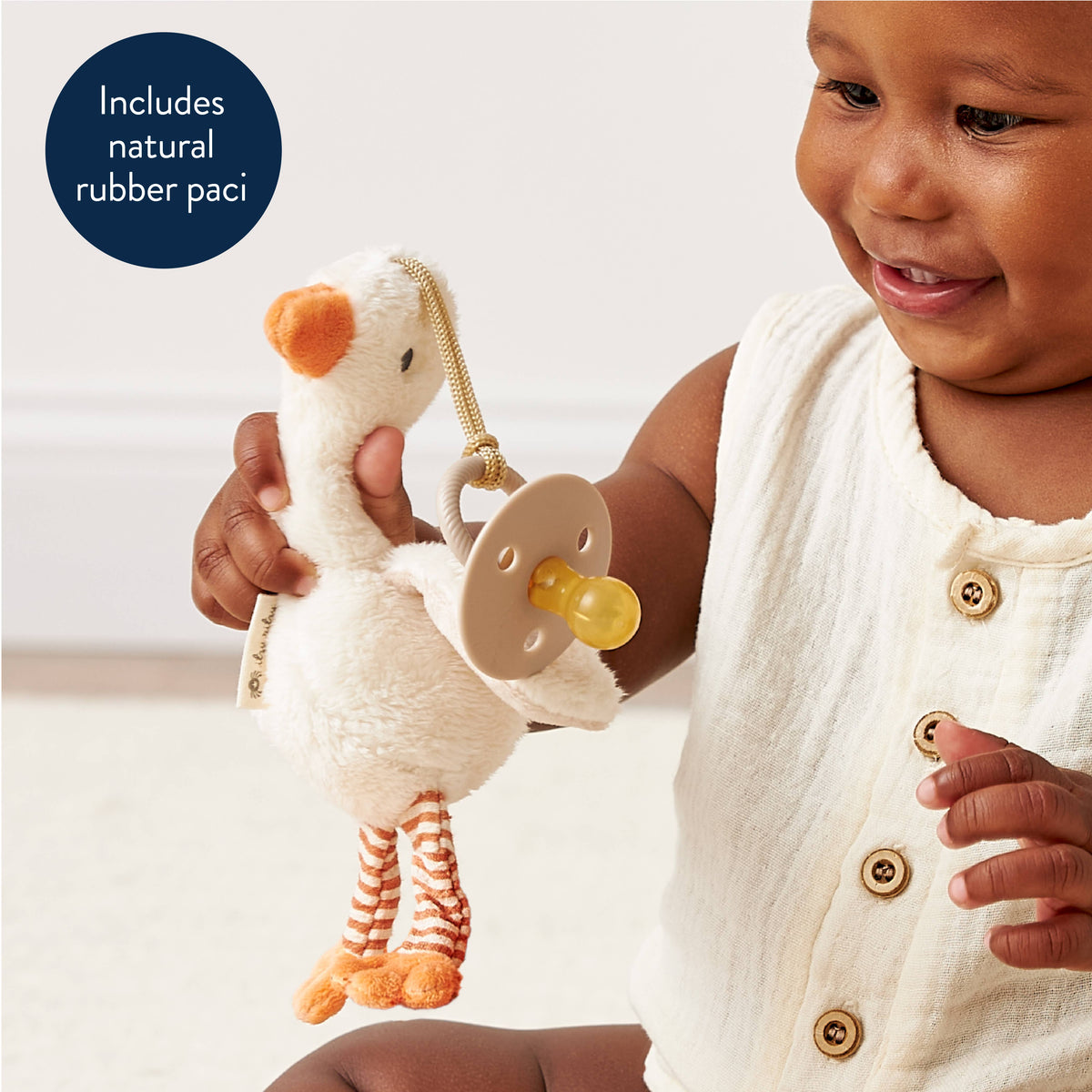 Goose Bitzy Pal Natural Rubber Pacifier & Plush