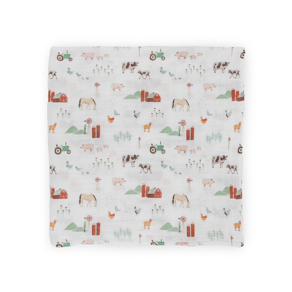 Cotton Muslin Swaddle Blanket - Farmyard