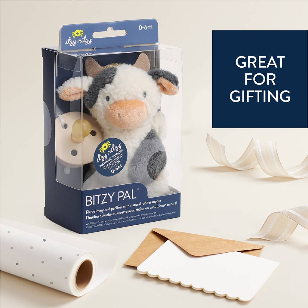 Cow Bitzy Pal Natural Rubber Pacifier & Plush