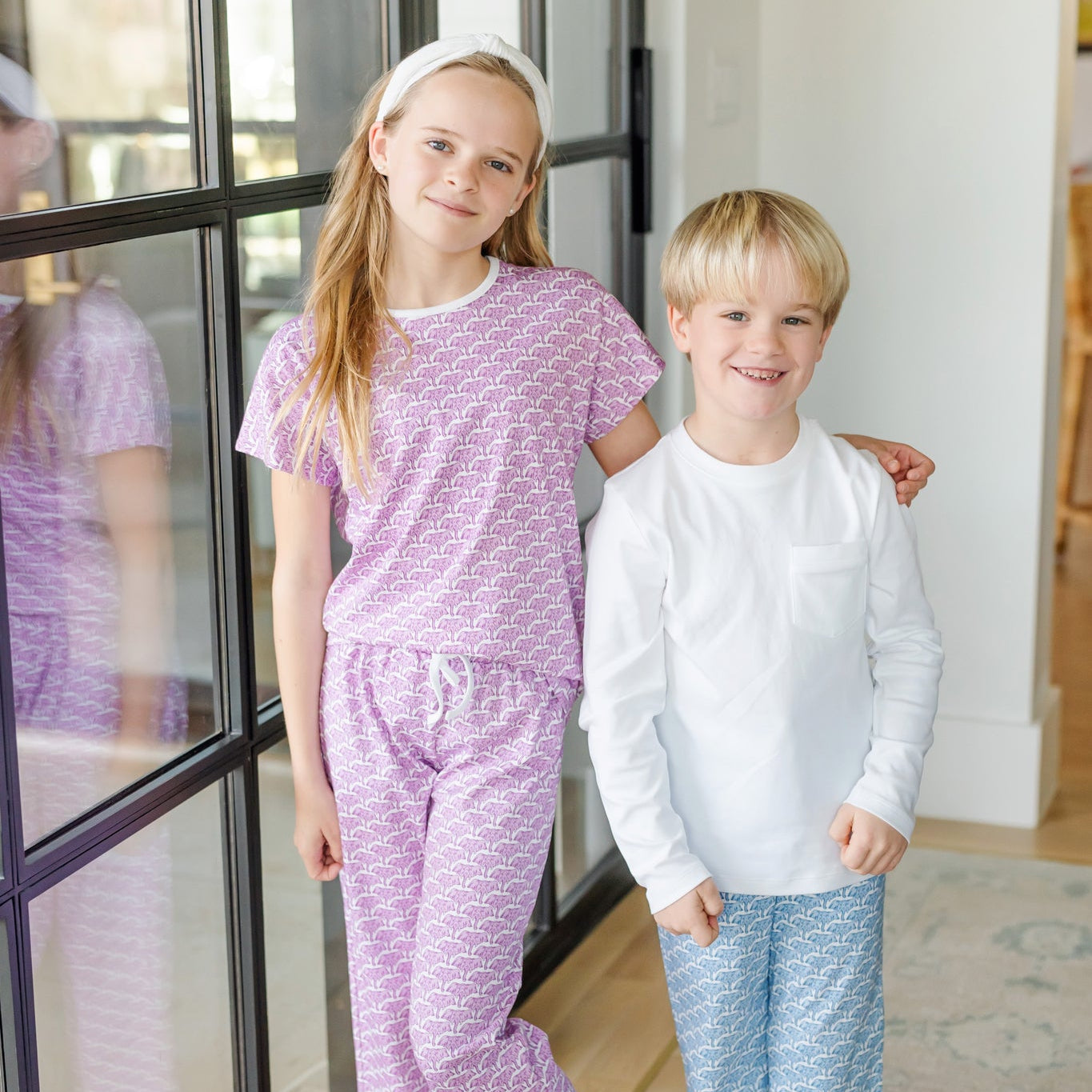 Merrick Girls' Pant Set African Elephants Pink