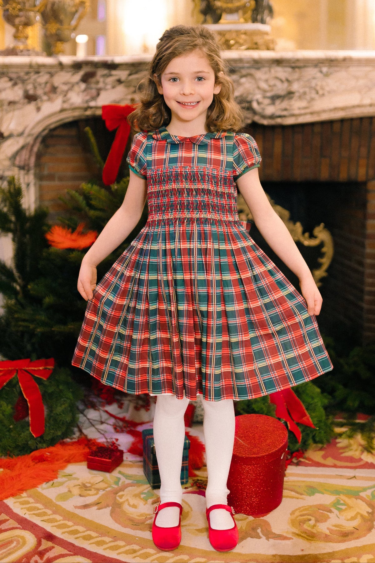 Antoinette Paris VICTOIRE TARTAN SMOCKED DRESS- Little Birdies