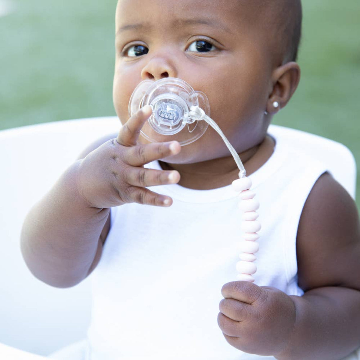 Bella Tunno Silicone Teether Light Pink Pacifier Clip - LIttle Birdies Boutique Children's store