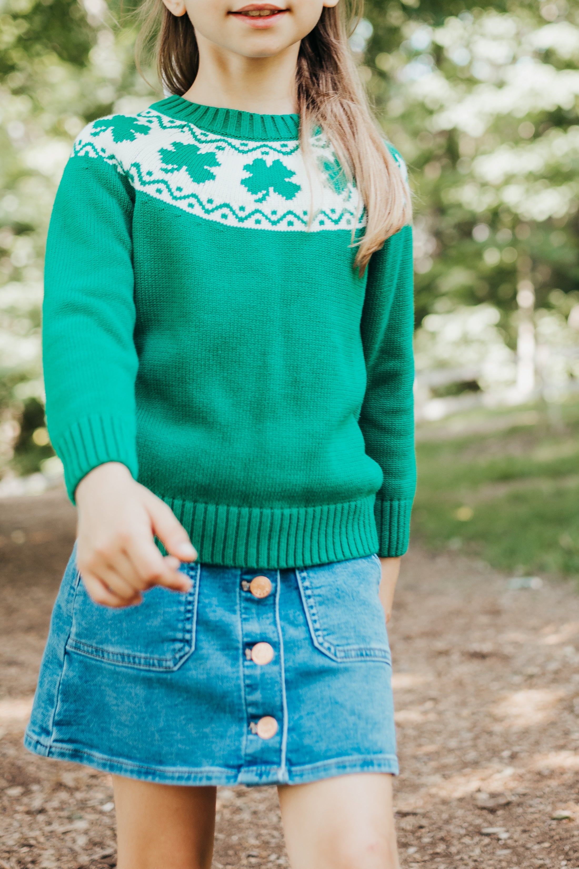Maddie & Connor Co. Green Unisex Lucky Clover Sweater for St. Patricks Day fun - Little Birdies Boutique
