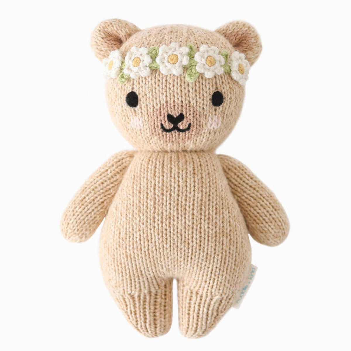 Cuddle + Kind Knit Teddy Bear Stuffed Animal with flower crown - Little Birdies Boutique baby gifts